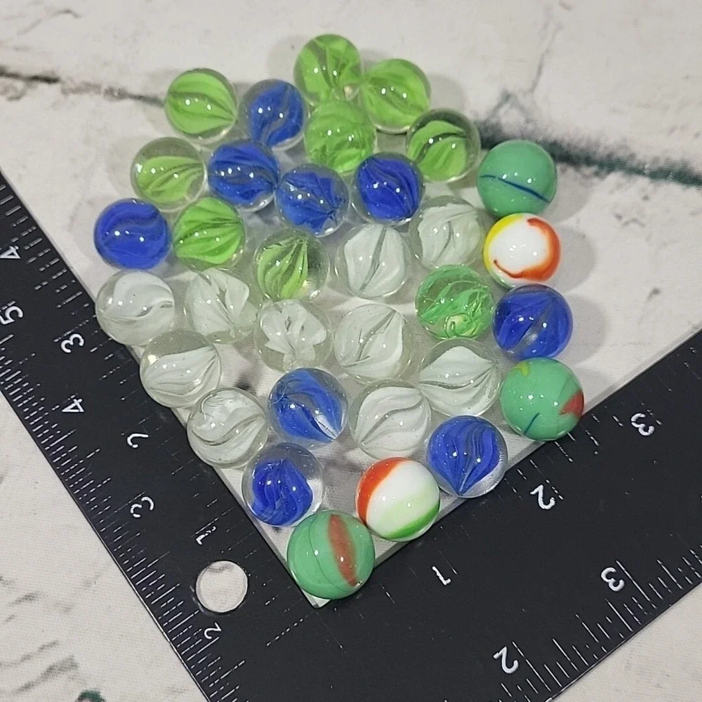 Vintage Marbles Lot Of 33 Glass Swirl Multicolor Classic Game Replacement Pieces